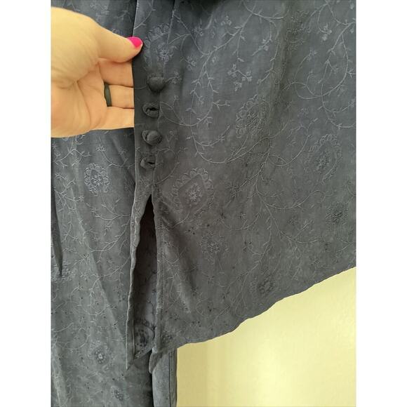 Vtg Karin Stevens set blue top maxi dress rayon sz 6 modest career 90s y2k - Picture 3 of 9